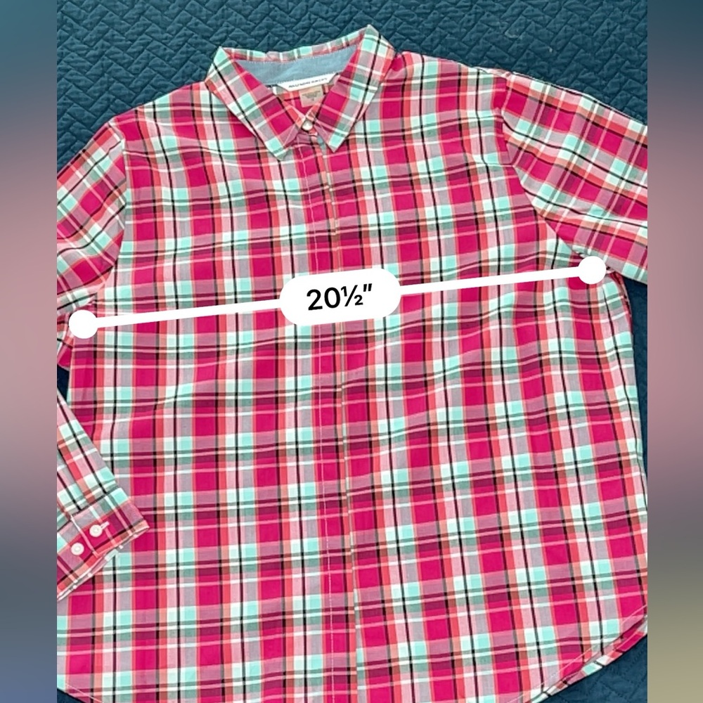 Allison Daley Plaid Pink Blue NWOT Blouse Size 18 - Picture 8 of 9